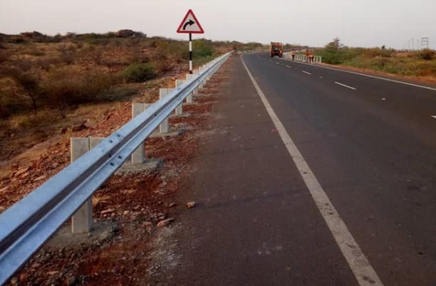 Metal Beam Crash Barriers on Indian Highway